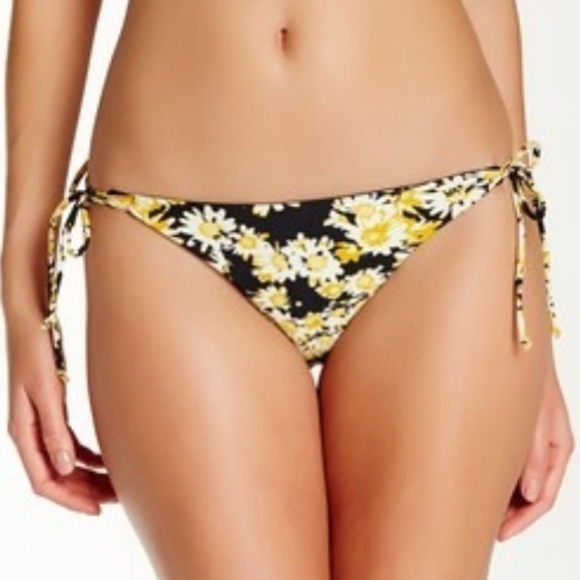 RVCA Reversible Swim Bikini Bottoms Daisy Black - Picture 2 of 11